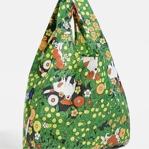 BAGGU Standard Reusable Bag with Floral Dog Pattern